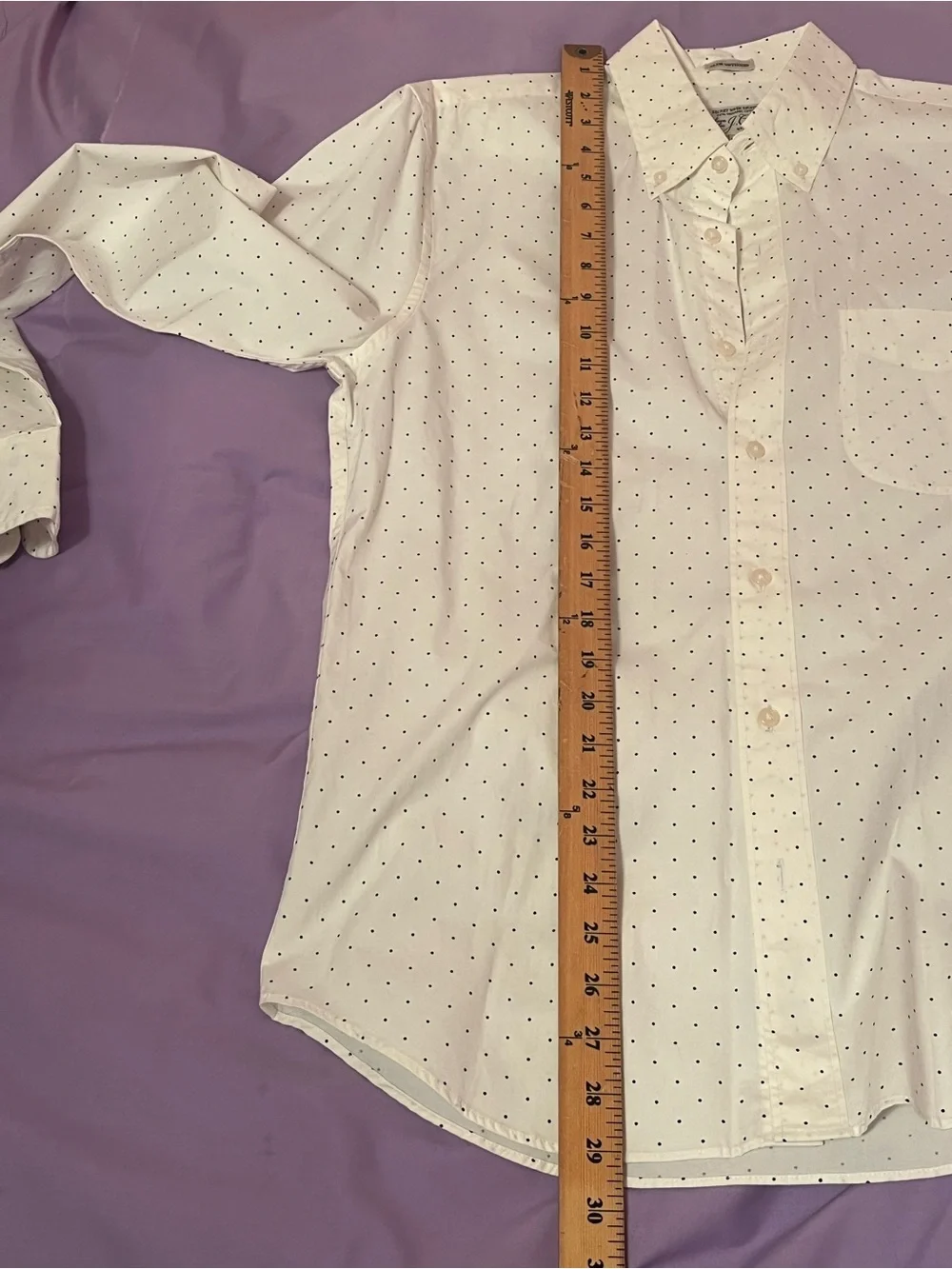 J. Crew White Button-Down Shirt with Navy Microdots